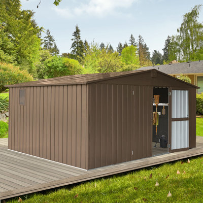 Remise de jardin moderne 11 pi x 12,5 pi avec structure en acier galvanisé et fenêtres, remise de jardin extérieure