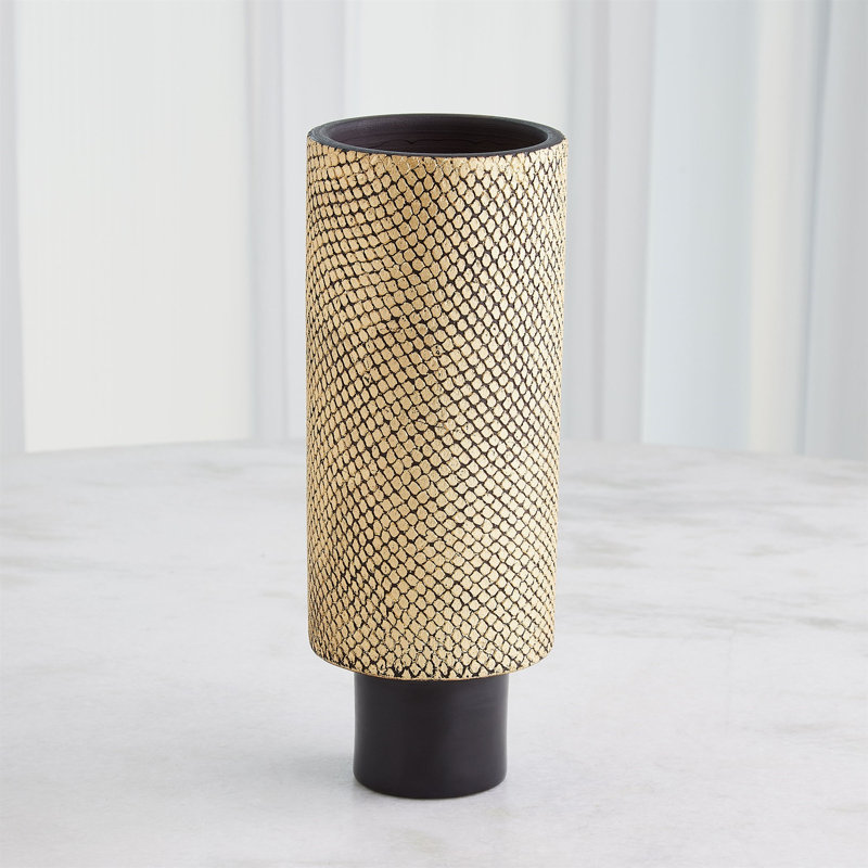 Vase Java - noir mat / or métallique