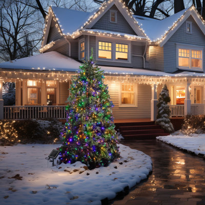  Solar Christmas Tree Outdoor Lights 1000 Led - 364ft Rgb Multicolor Waterproof String Lights With Remote, Timer, 8 Modes - For Christmas Tree, Garden, Patio, Fence, Party, And Holiday Decorations