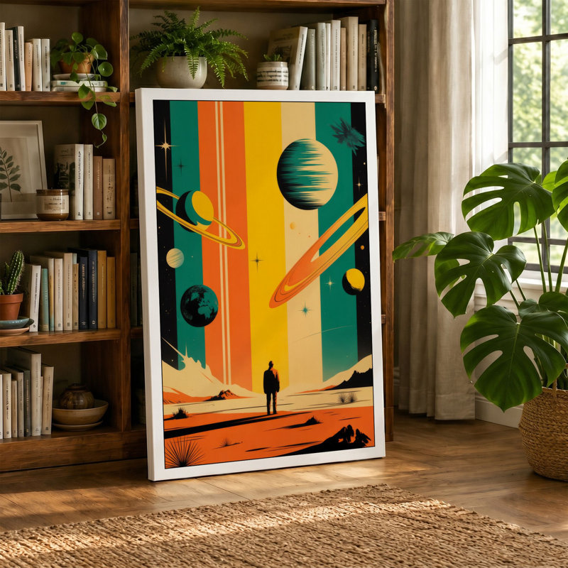 Desert Under Stars Retro - Wrapped Canvas, Cream Border, 30x20 - 76.2 x 50.8 cm