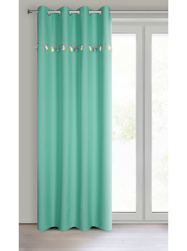 Kids Semi Sheer Curtain Single Panel, Turquoise blue
