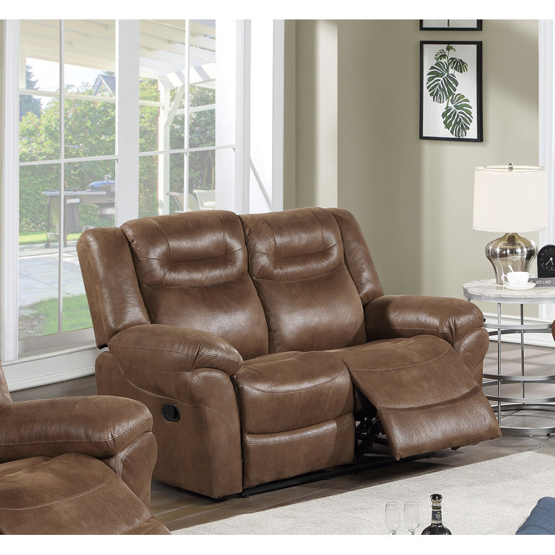 Mahmod 65 " Faux Leather Loveseat, Brown Faux Leather