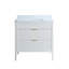 Ensemble de meuble-lavabo autoportant blanc entièrement assemblé de 30 po avec construction en bois massif et plateau en marbre d'ingénierie