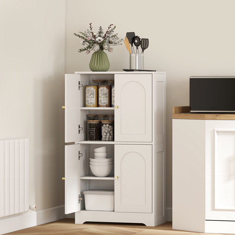 Armoire de rangement 43 po, armoire de rangement moderne à 4 niveaux, 43 po, blanc
