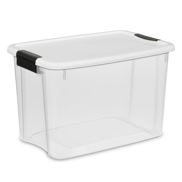 19 qt. Plastic Stackable Storage Bins for Pantry in White (4-Pack)
