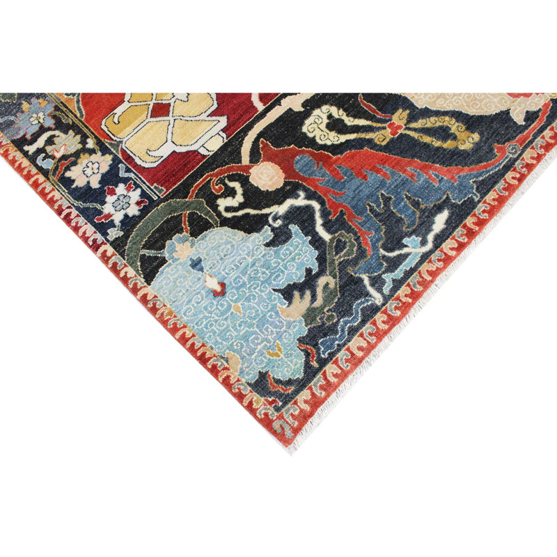 Oriental Area Rug in Red/Black/Blue, Rectangle 8' x 10'