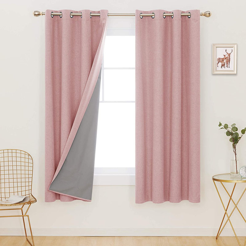 Ipswich Blackout Thermal Grommet Curtain Panels, Coral Pink, 52" W x 63" L