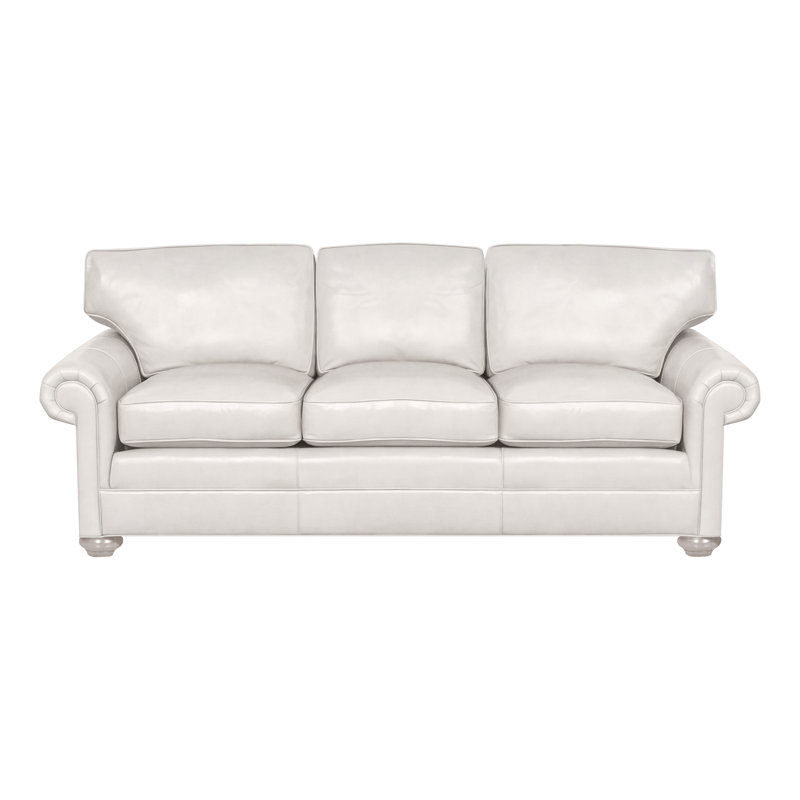 Canapé-lit 85 po Main, Gris colombe, Cuir véritable Regent Chalk