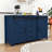 Rustic Storage Sideboard with 4 Drawers, Sliding Barn Doors and Built-In Power Outlet-268565959