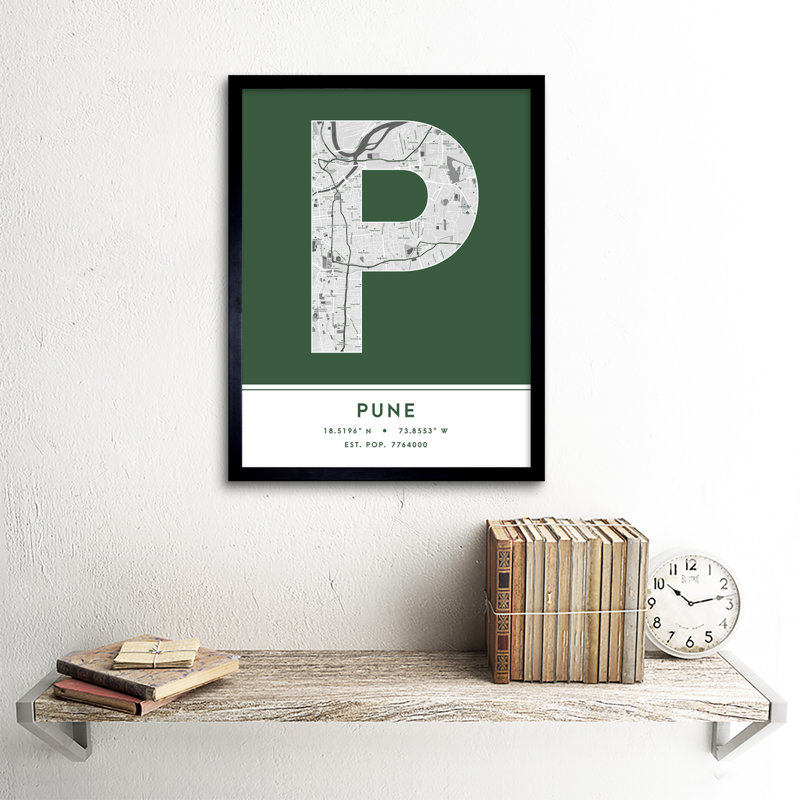 Pune City Map Pune India City Map - Single Picture Frame Typography