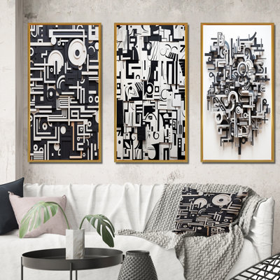 Urban Vision - ensemble de 3 reproductions abstraites en noir et blanc