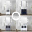 Meuble-lavabo simple gris foncé 54 po En largeur, avec des espaces de rangement latéraux, un comptoir en céramique blanc, 28 miroirs hexagonaux fixés au mur, un mécanisme de tiroir à fermeture en douceur, un meuble-lavabo à base de bois et du contreplaqué