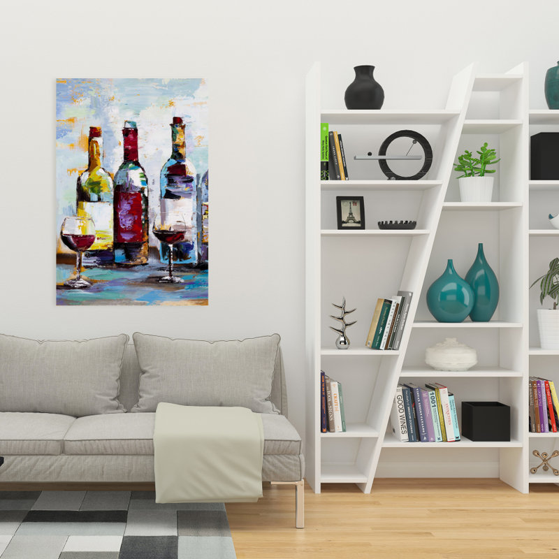 Dégustation de vin - Toile de nature morte contemporaine pour la décoration intérieure
