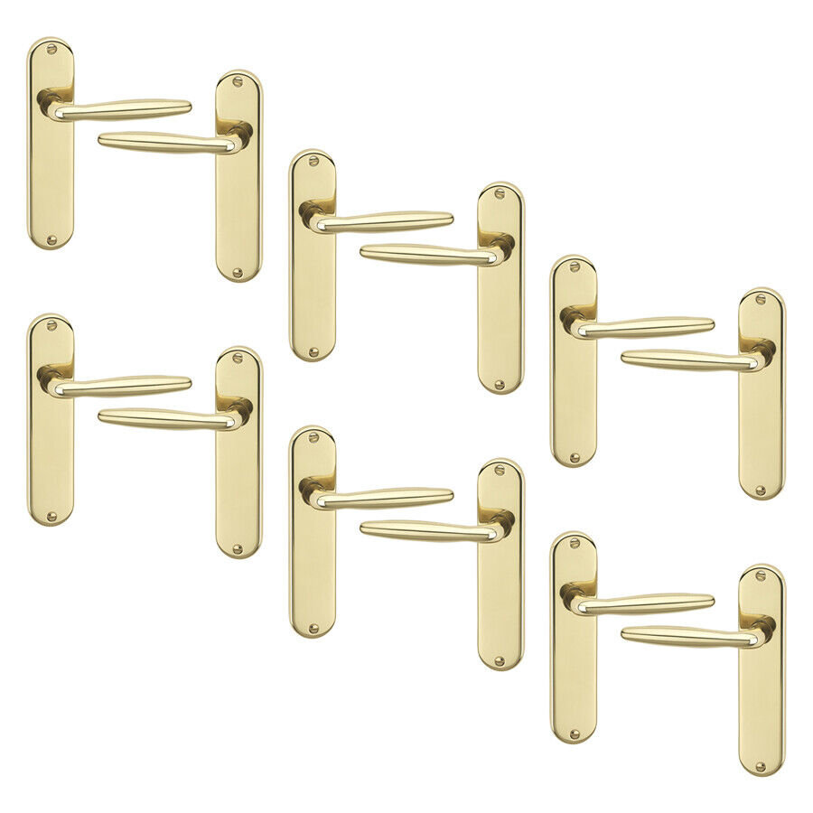 6x Urfic Rouen Metal Lever Latch Door Handles Set Rose Internal & External