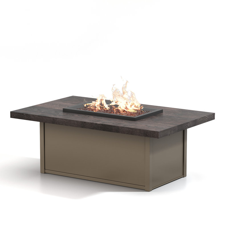 Chat Polyresin/Aluminum Propane/Natural Gas Fire Pit, 19" H x 32" W x 52" D, Carbon - Sequoia - Bronze Glass