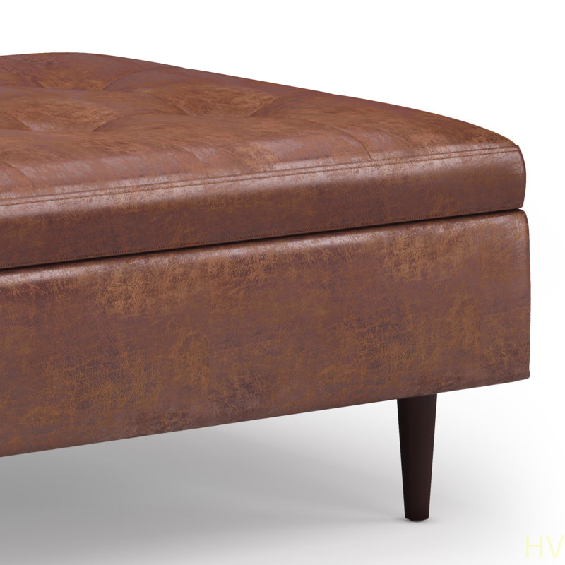 Shay - Grand repose-pieds carré avec rangement Mid Century
