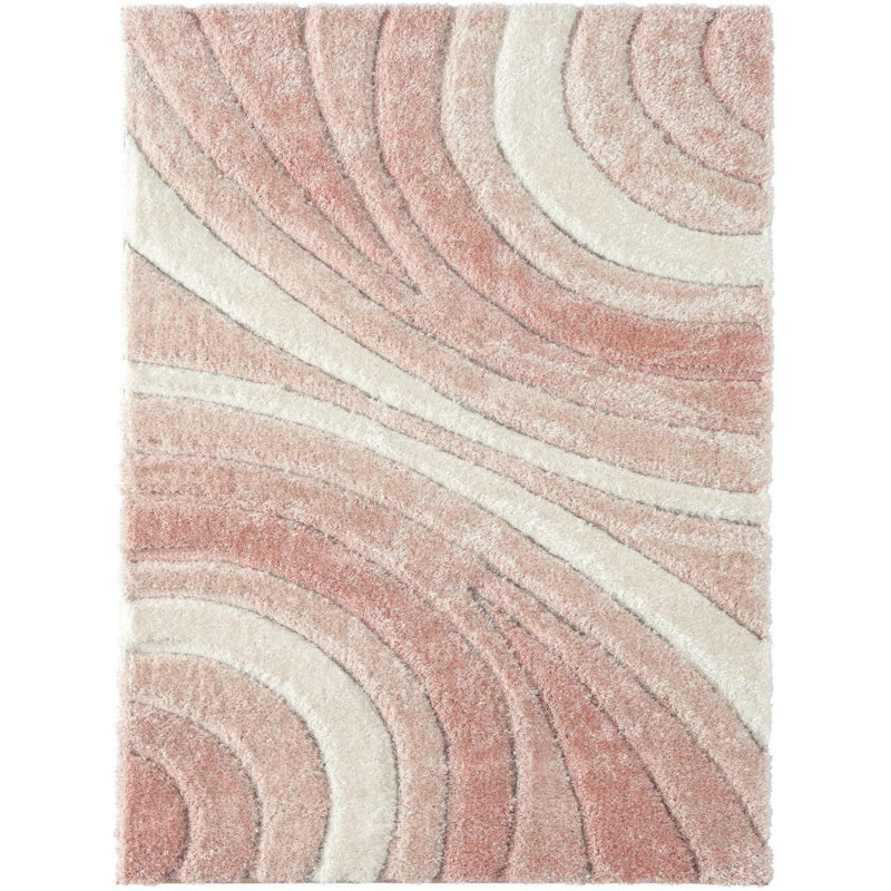 Tapis rose à motif géométrique Koo, Rectangle 5 pi x 7 pi