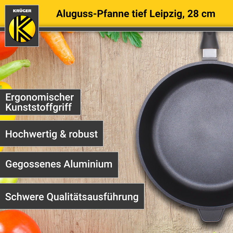 Leipzig Krüger Aluminum Cast Frying Pan, 28 cm diameter