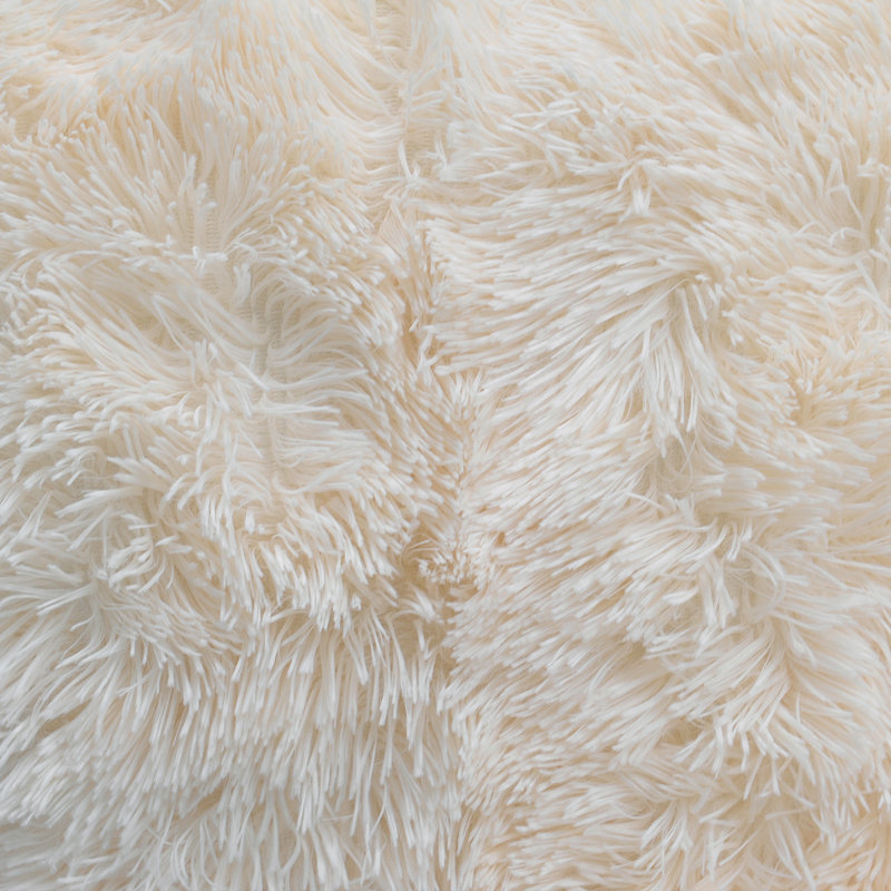 Jeté à poils longs avec 2 housses de coussin, l 60 po x L 80 po, Ivoire