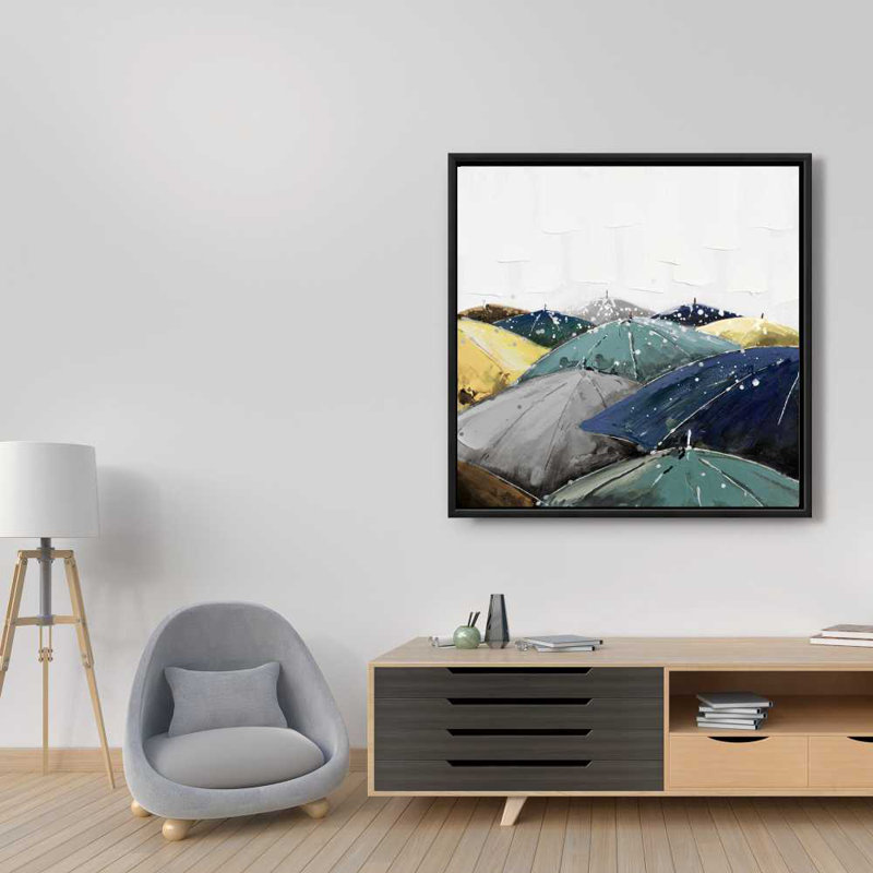 Umbrellas - Blue Seasons Framed Canvas for Home Decor