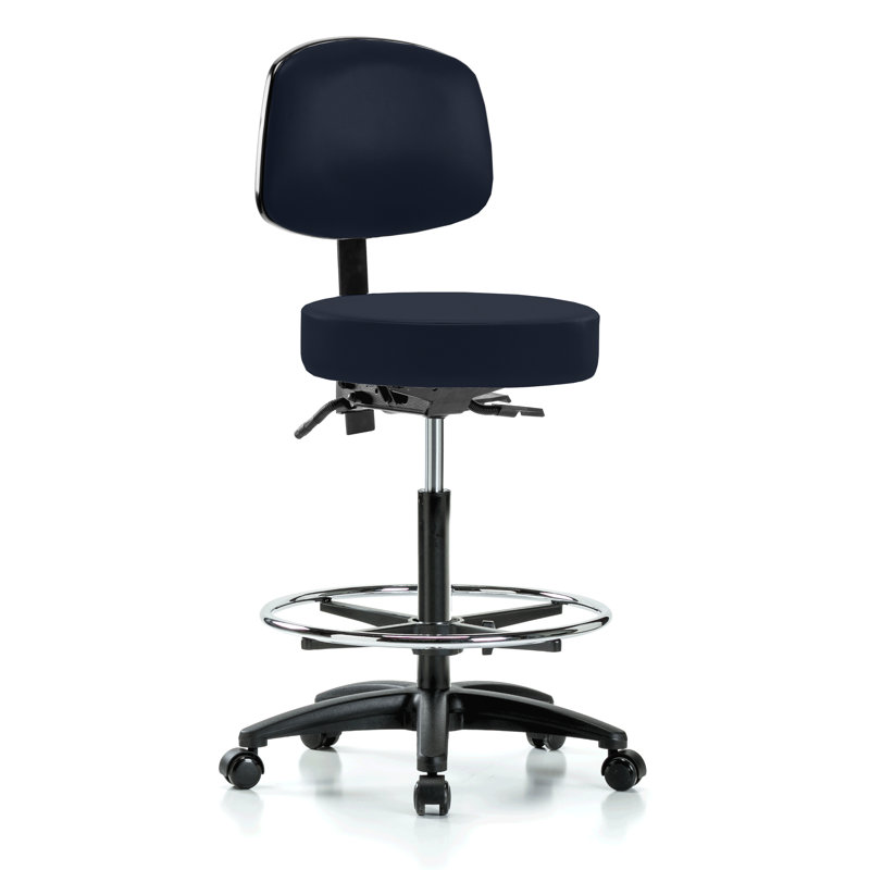 Tabouret de médecin à hauteur ajustable avec dossier et repose-pieds Gustav PERCH | Hauteur du banc élevé: 25 à 35 po