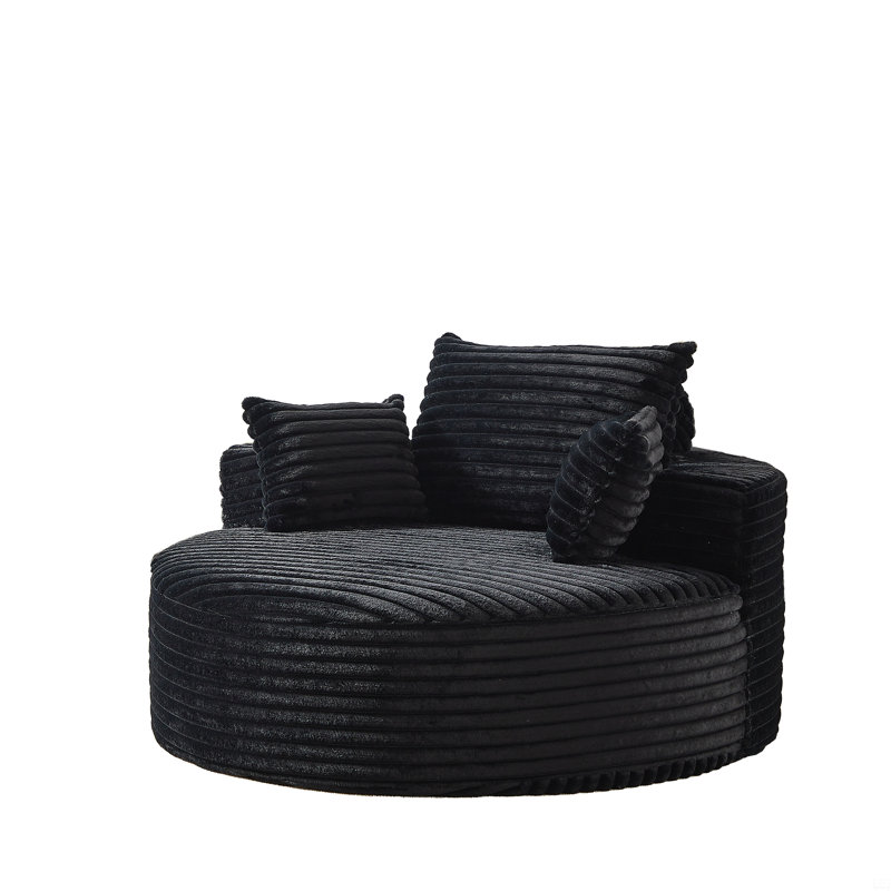 Canapé éponge Boneless, fauteuil-lit moderne moelleux, 33.5" H x 50" W x 50" D, Velours côtelé noir