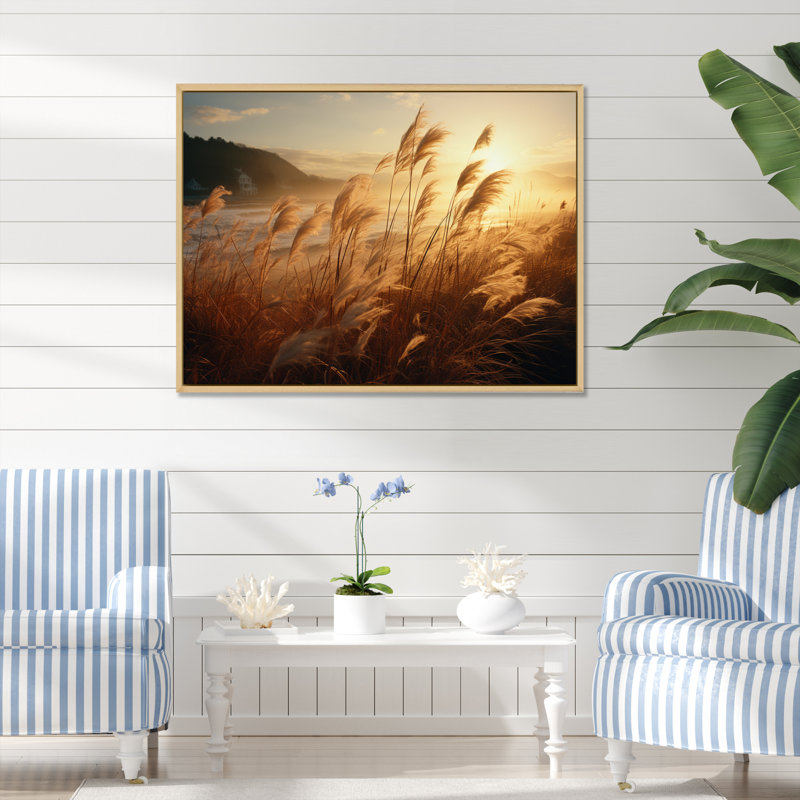 Brise de plage au lever du soleil VI - impression, Cadre naturel flottant, H 30 po x l 40 po x P 1,5 po