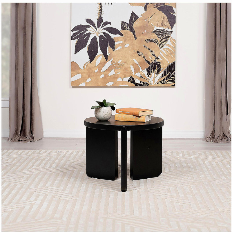 Harrison black round solid wood side table