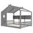 Full Size Floor House Bed For Toddler, Kids Montessori Bed  With Storage Shelf, Playhouse Bed With Roof Design, Gray-323145635