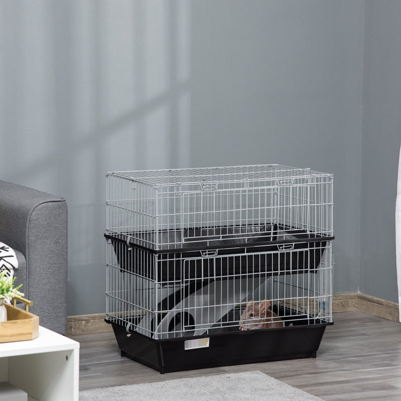 2 Metal Small Pet Box With Two Doors - Black Shelter Convenient Access