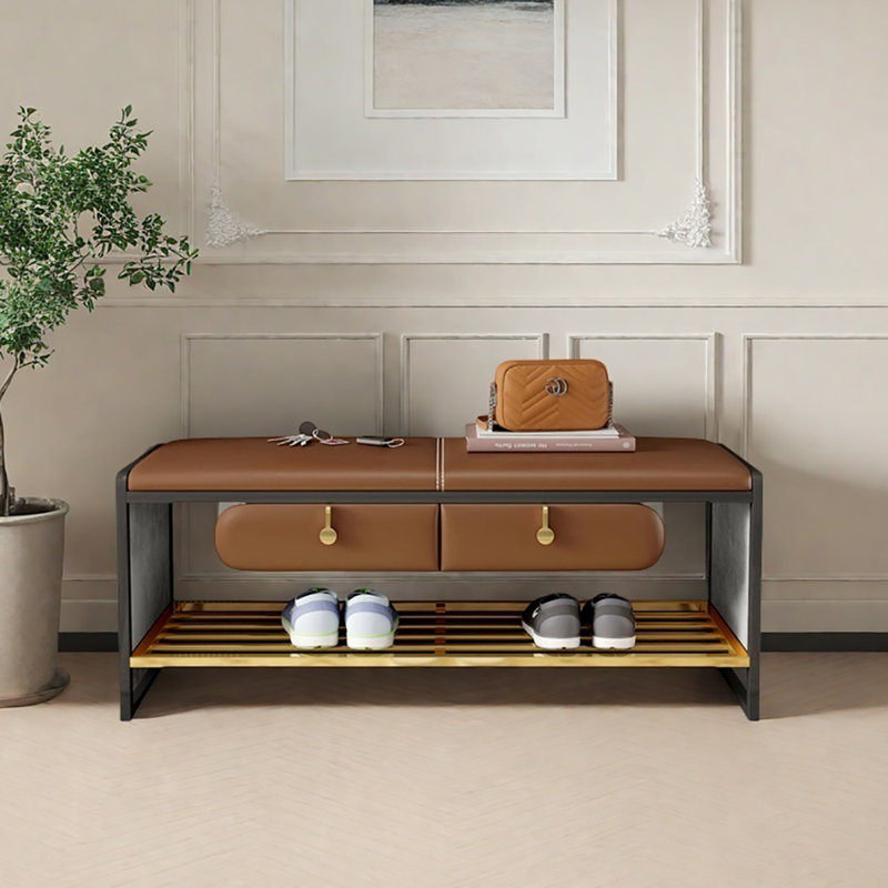 Banc de rangement pour tabouret 47,2 po, Brun