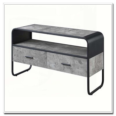 Concrete Grey and Black 2-drawer TV Stand