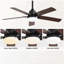 Ventilateur de plafond moderne de 42 pouces avec lumière DEL et 5 pales à télécommande, moteur à courant continu réversible noir pour chambre à coucher-452809140-452809098