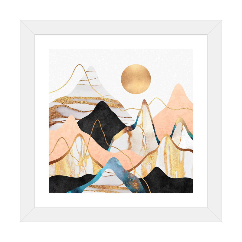Impression d’art graphique, "mountainscape III" par Elisabeth Fredriksson, Blanc, H 16 po x l 16 po x P 1 po