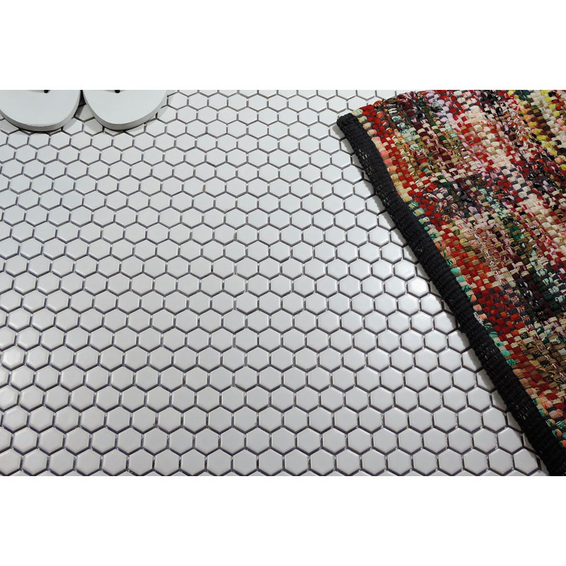 Barcelona 1" x 1.25" Porcelain Honeycomb Tile, White