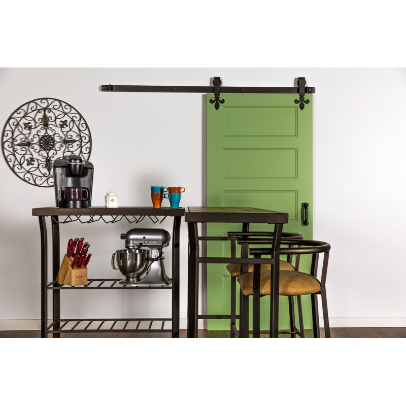 Ensemble de quincaillerie pour porte de grange standard Fleur-De-Lis, 60 po, Bronze peint