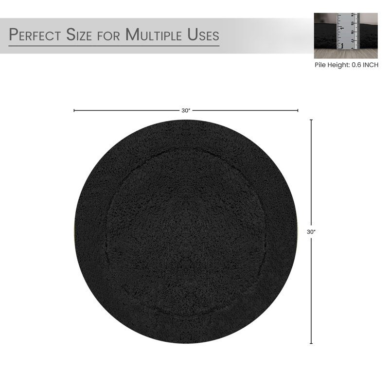 Tapis de salle de bain, Noir, Rond 30 po