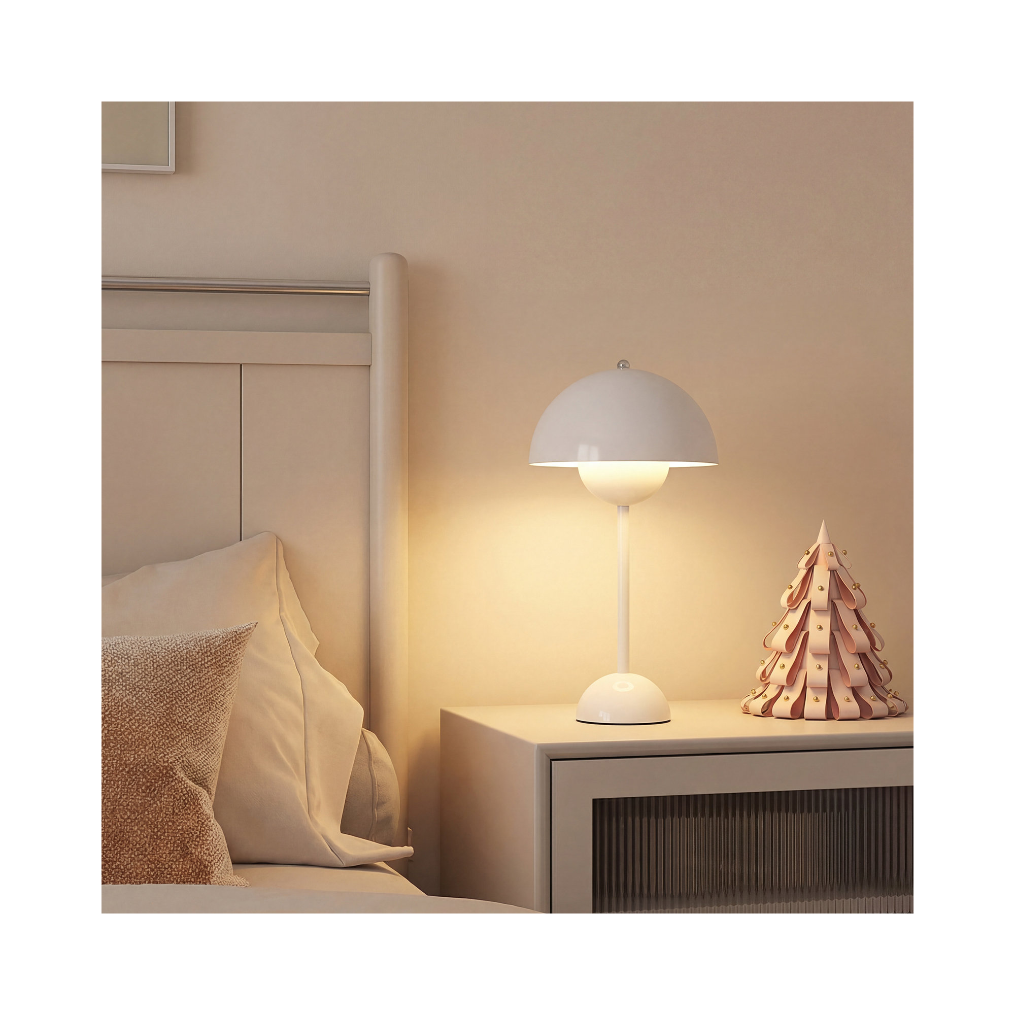 Brunilde Adjustable Metal Table Lamp, White, White