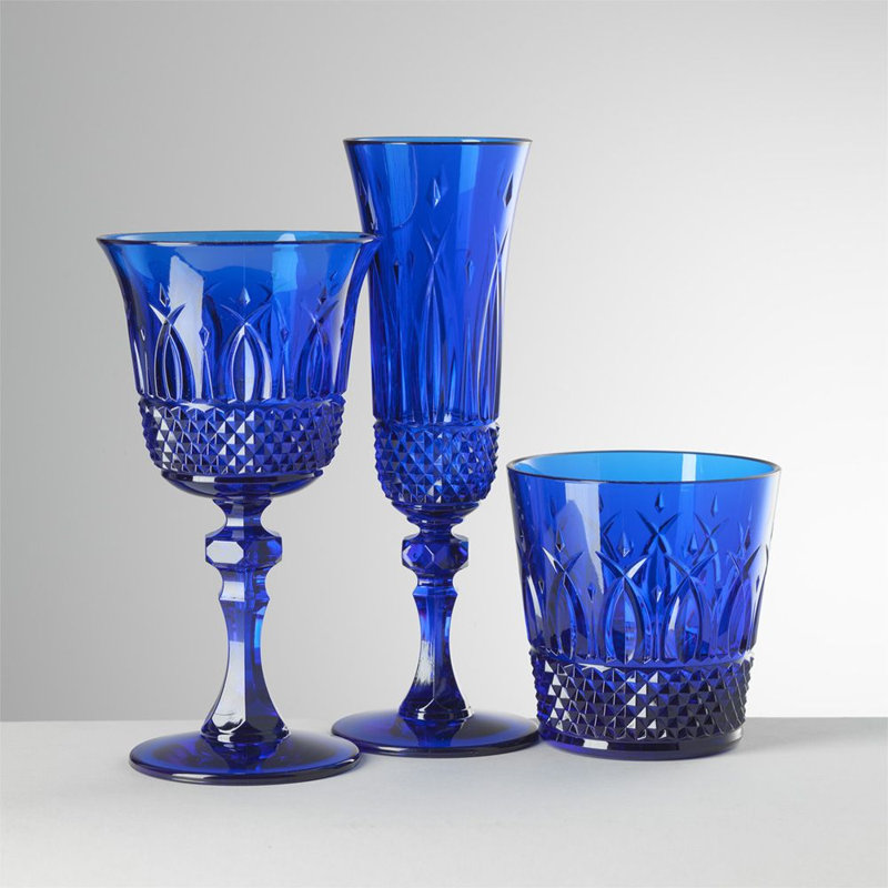 10 oz. Italia Verre à pied en plastique, Bleu