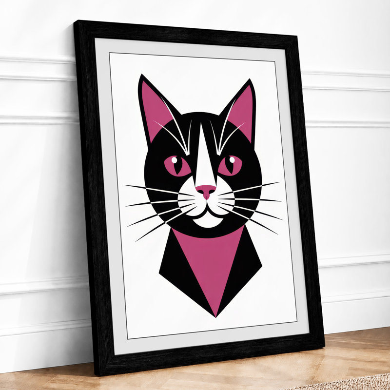 Bold Cat Portrait Modern - Print, A1 - 84.1 x 59.4 cm, Black