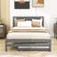 Lit plateforme double en bois avec lit gigogne réglable simple et tête de lit-1971116271