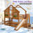 Twin Over Twin House Bunk Bed with Slide, Wooden Kids Bed Frame,Walnut-241285270