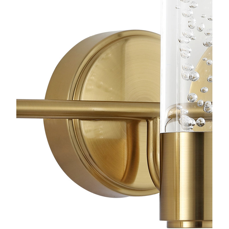 Amima Minimalist Modern Bubble Acrylic/Iron Integrated LED Vanity Light, 3, Brass Gold