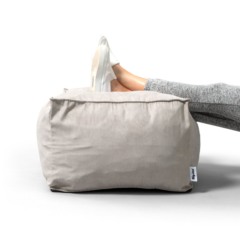 Upholstered Pouf, Cement Polyester Blend