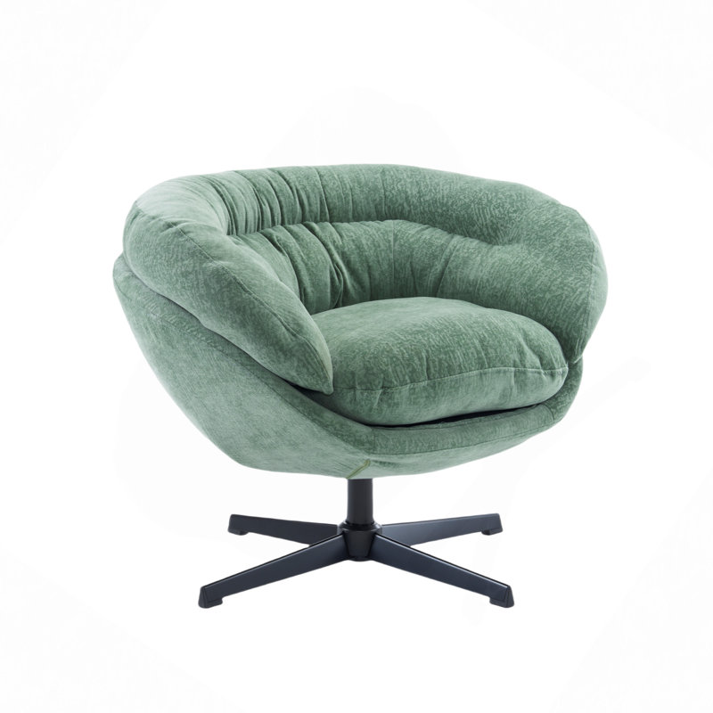 Upholstered Swivel Accent Chair, Green Chenille