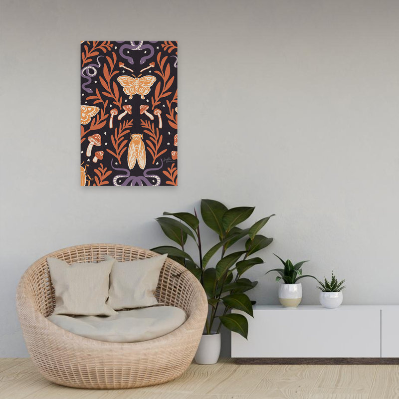 «Spooky Symbols», art des champignons, mouches noires, H 24 po x l 16 po