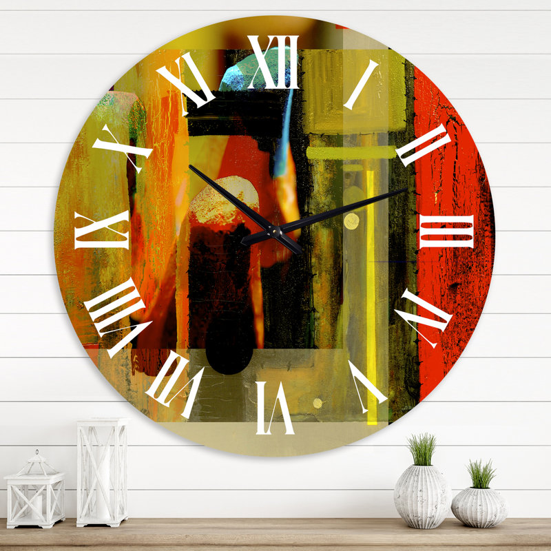 Mannequin cubique rouge, noir et vert - Horloge murale moderne, Moyen