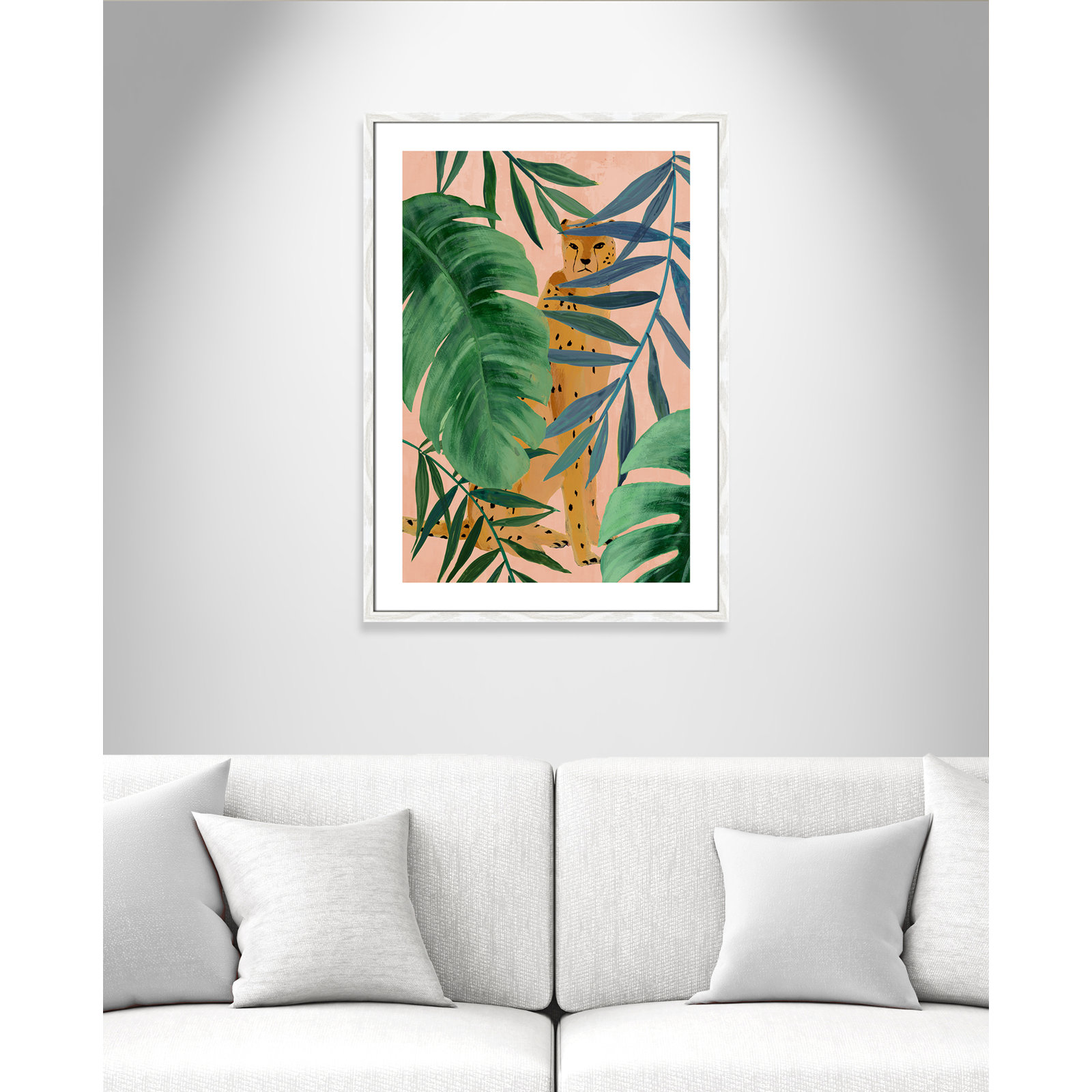 Allie "Silent Jungle" Painting by Isabelle Z, 35.5" H x 25.5" W x 0.75" D, White Wood Framed Paper