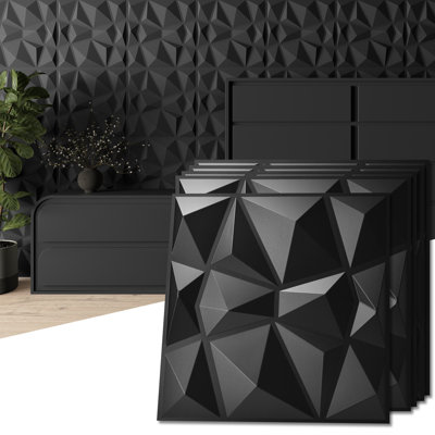 Panneau mural en PVC de 19,7 po x 19,7 po 3D pour la décoration intérieure Wiegers, 32 pieds carrés (ensemble de 12)