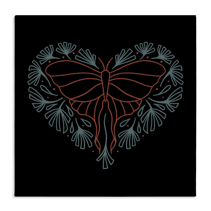 Heart Shaped Celestial Moth Canvas Wall Art by Ahmed Sameh Hussein, 24" H x 24" W